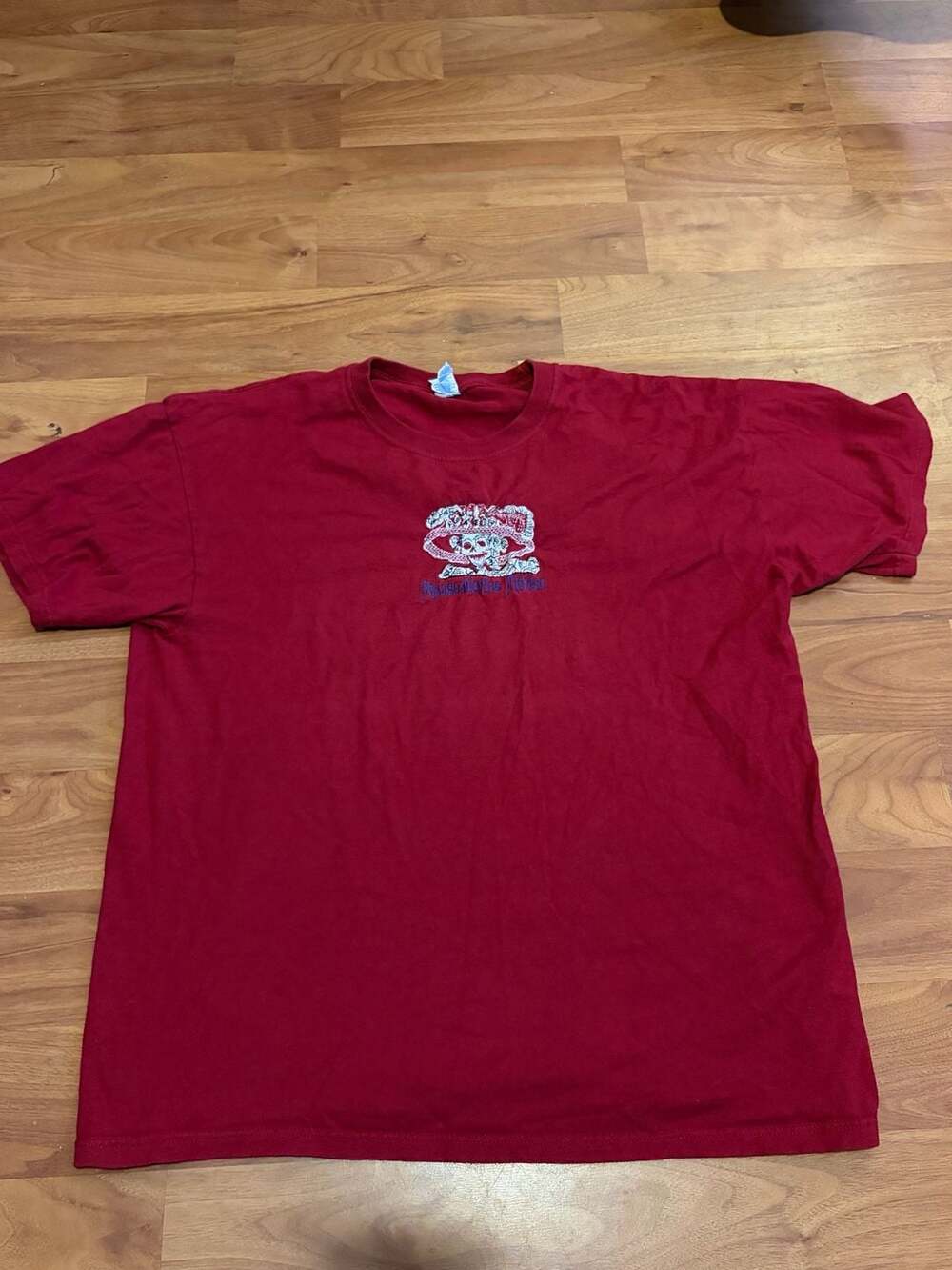 Hussein Chalayan Mexico T-Shirt Red Embroidered Skull Size G